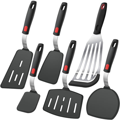 4Pcs Silicone Spatula Turner Set, Heat Resistant Silicone Spatula for Nonstick Cookware, BPA Free Kitchen Spatula Cooking Utensils Set, Flexible Spatula Turner for Flipping Eggs, Burger, Fish, Pancake