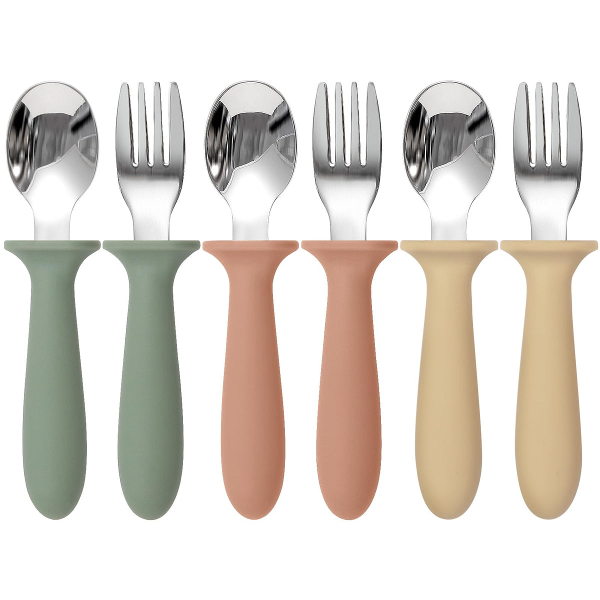 Eascrozn Toddler Utensils, 6 Pack Children Safe Forks and Spoons Set