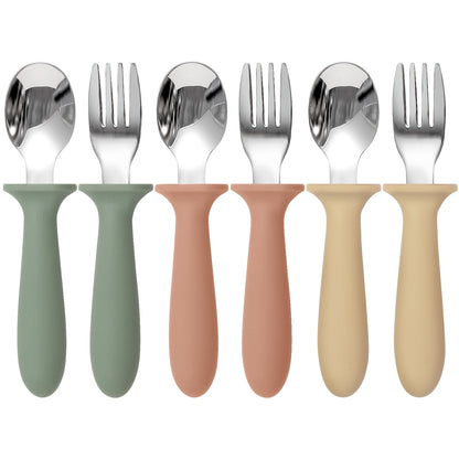 Eascrozn Toddler Utensils, 6 Pack Children Safe Forks and Spoons Set
