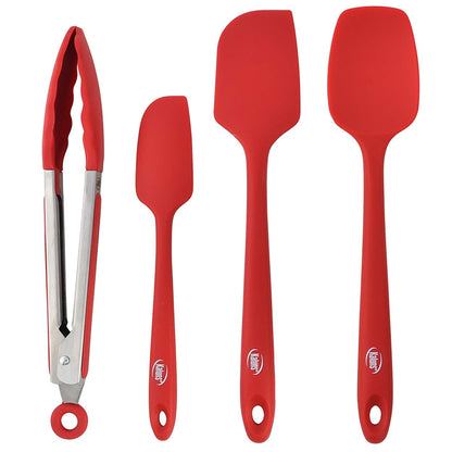 Kaluns Silicone Spatula Set, 4 Rubber Spatulas 600°F Heat Resistant, Nonstick Seamless Design with Stainless Steel Core, Dishwasher Safe, BPA free, Bonus Tongs Included