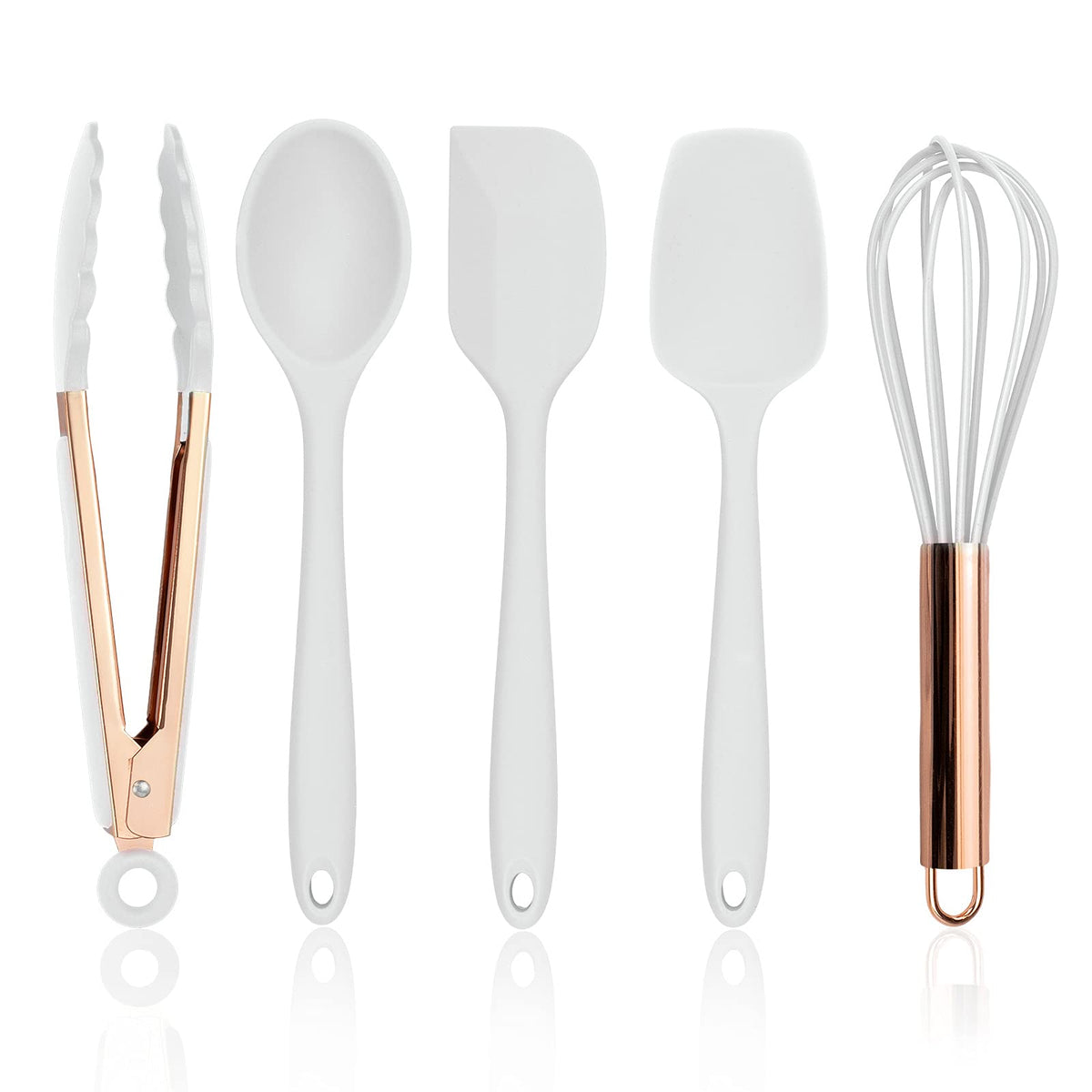 COOK WITH COLOR Silicone Cooking Utensils, Kitchen Utensil Set, Easy to Clean Silicone Kitchen Utensils, Cooking Utensils for Nonstick Cookware, Kitchen Gadgets Set, Mini, Marble White