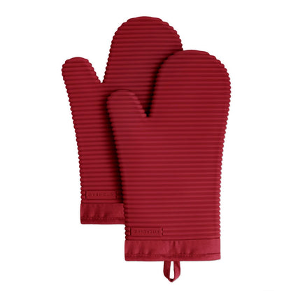 KITCHENAID Ribbed Soft Silicone Oven Mitt 2-Pack Set, 7.5"x13", Milkshake Tan