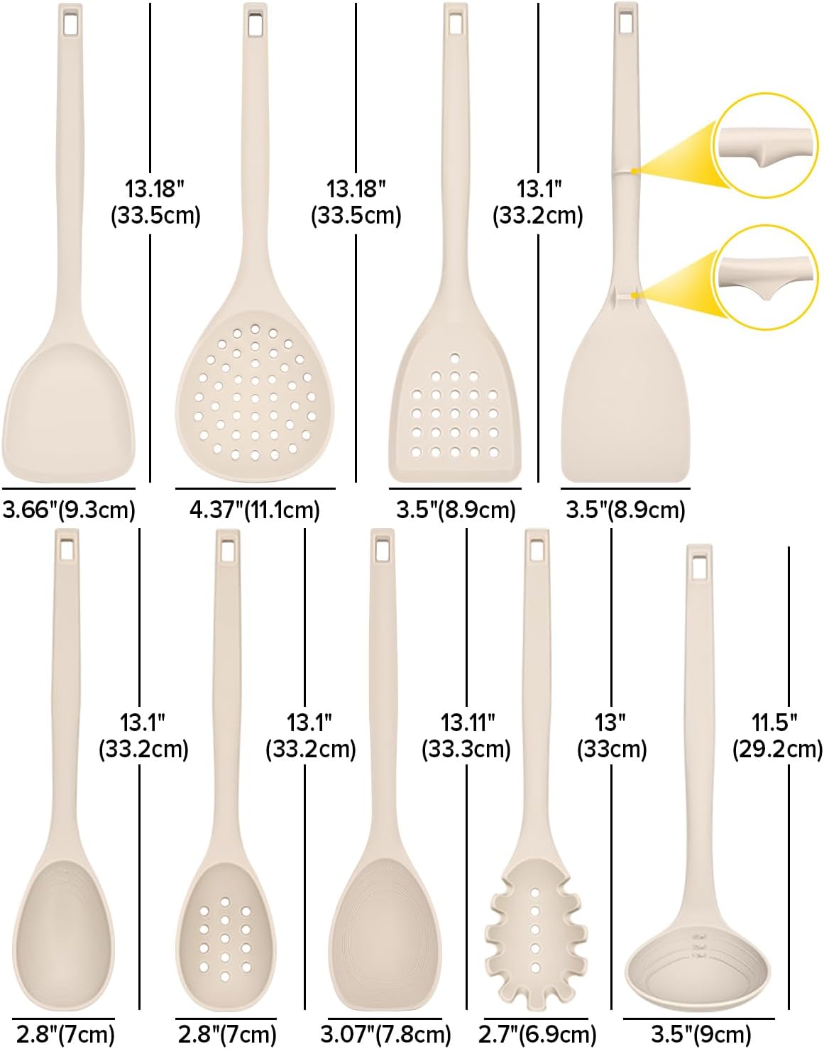 BUNDLEPRO Silicone Cooking Utensils Set, 9 Pcs Kitchen Utensils, One-Piece