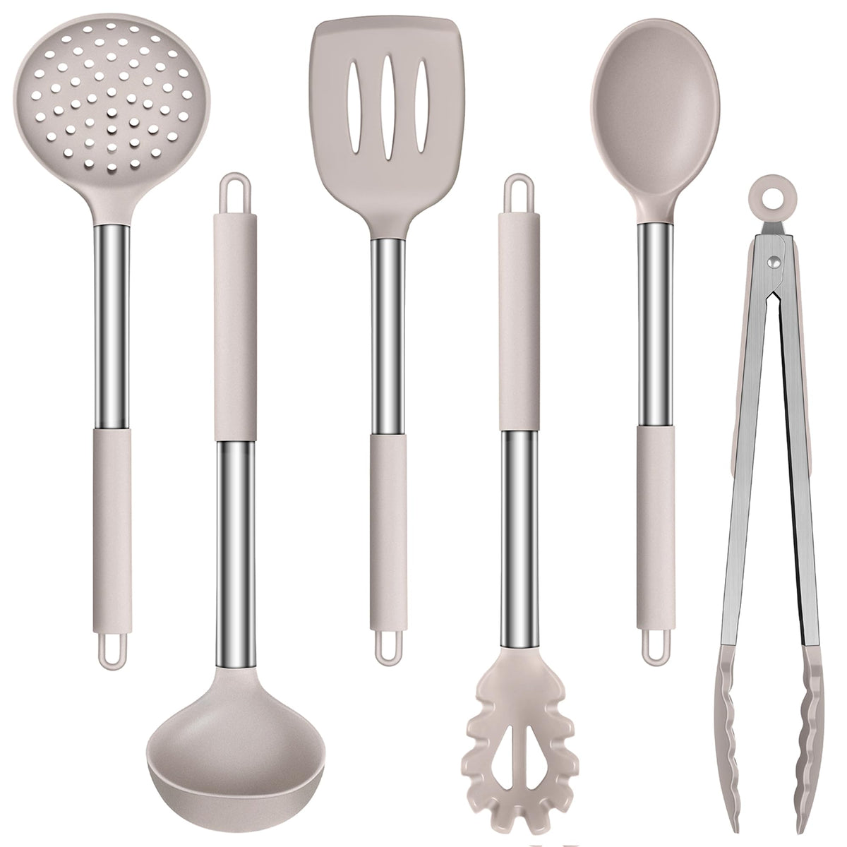 LIANYU Silicone Kitchen Utensils, 6 Pcs Cooking Utensils Spatula Set, Blue