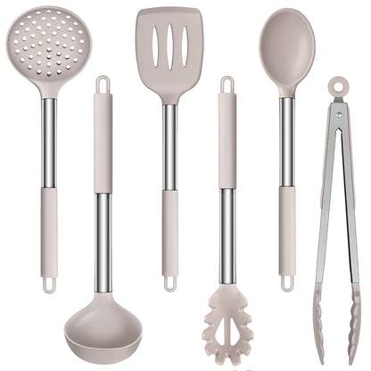 LIANYU Silicone Kitchen Utensils, 6 Pcs Cooking Utensils Spatula Set, Blue
