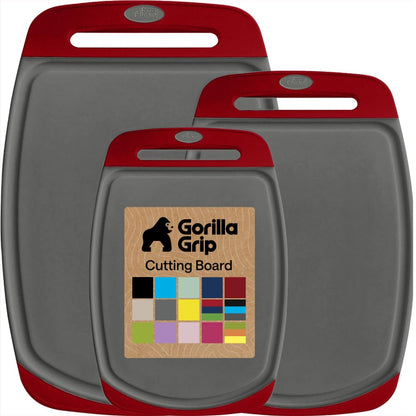 GORILLA GRIP BPA-Free Reversible Kitchen Cutting Board, Set of 3, Black