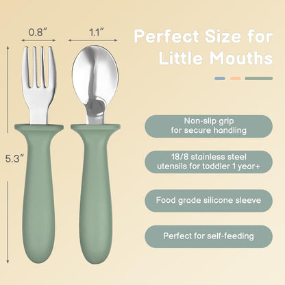 Eascrozn Toddler Utensils, 6 Pack Children Safe Forks and Spoons Set