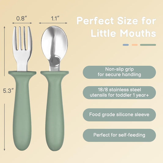 Eascrozn Toddler Utensils, 6 Pack Children Safe Forks and Spoons Set