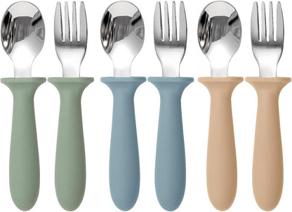 Eascrozn Toddler Utensils, 6 Pack Children Safe Forks and Spoons Set