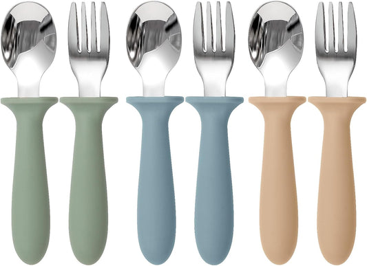 Eascrozn Toddler Utensils, 6 Pack Children Safe Forks and Spoons Set