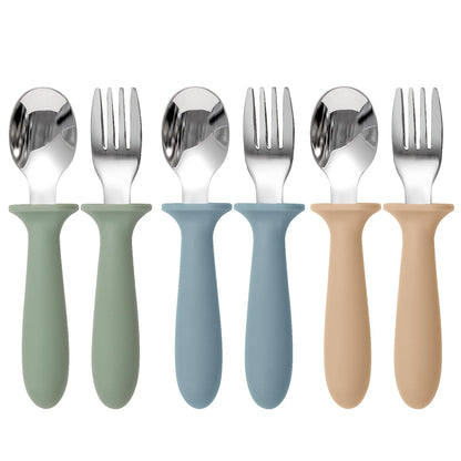 Eascrozn Toddler Utensils, 6 Pack Children Safe Forks and Spoons Set