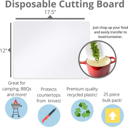Crown Display 50 Count Premium Quality Disposable Cutting Boards ~10 Inch X 13.5 Inch Disposable Sheets For Kitchen And Commercial Use ~ Patent Pending ~ Recyclable Disposable Cutting Board Sheets