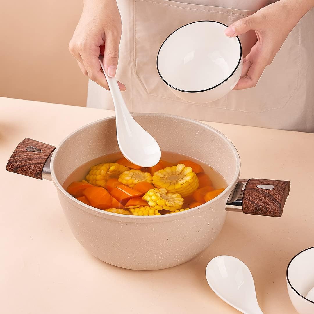 6.6 Inch Asian Soup Spoons, Ceramic Large Japanese Soup Spoons