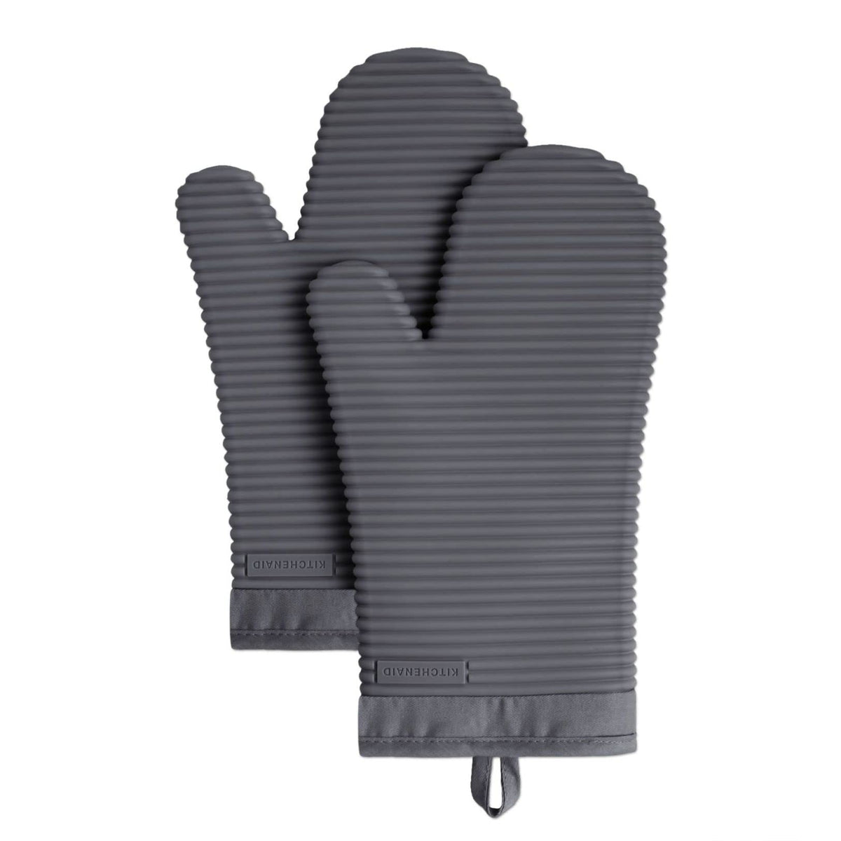 KITCHENAID Ribbed Soft Silicone Oven Mitt 2-Pack Set, 7.5"x13", Milkshake Tan