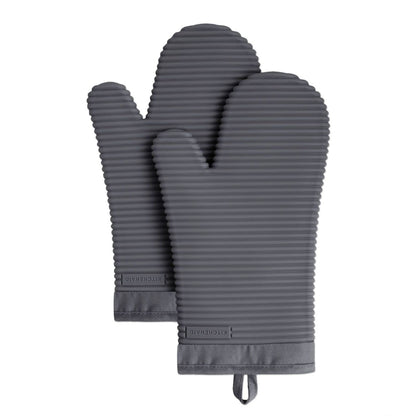 KITCHENAID Ribbed Soft Silicone Oven Mitt 2-Pack Set, 7.5"x13", Milkshake Tan
