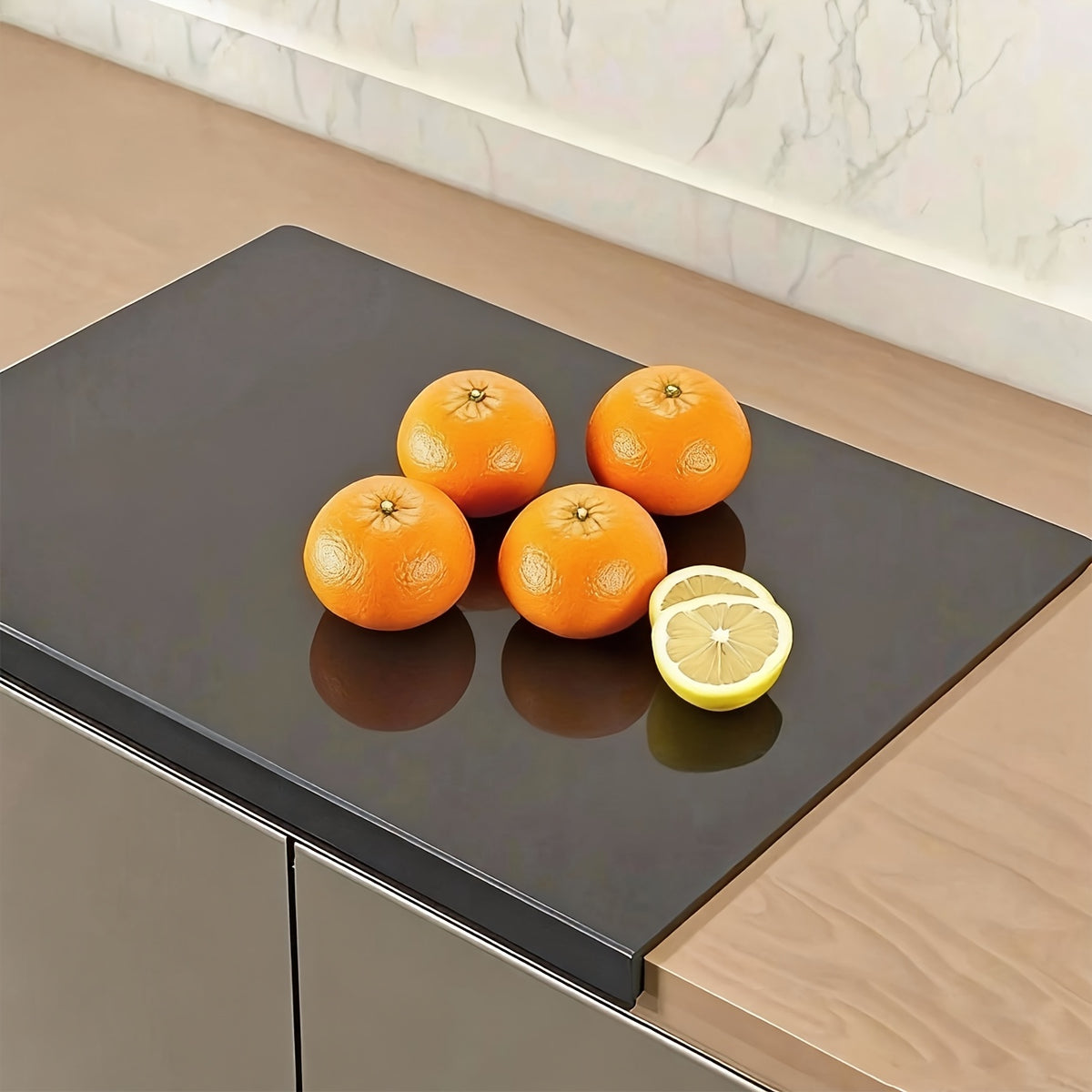 Large High Tenacity Cutting Board with Lip, Black Cutting Board for Countertops, Tabletop Cutting Board for Kitchen Essentials