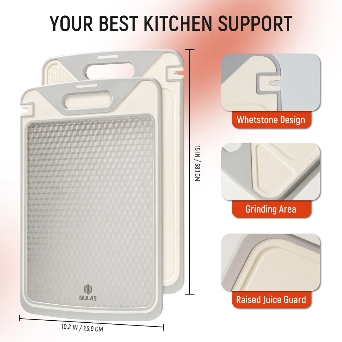 NULAS 2-in-1 Titanium-Infused Cutting Board - Stainless Steel & Non-Toxic PP, Durable, Double-Sided for Food Separation, Easy to Clean, Kitchen Accessories, Mold-Free, Ideal Gift, Mold-Free Chopping Boards