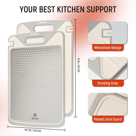 NULAS 2-in-1 Titanium-Infused Cutting Board - Stainless Steel & Non-Toxic PP, Durable, Double-Sided for Food Separation, Easy to Clean, Kitchen Accessories, Mold-Free, Ideal Gift, Mold-Free Chopping Boards