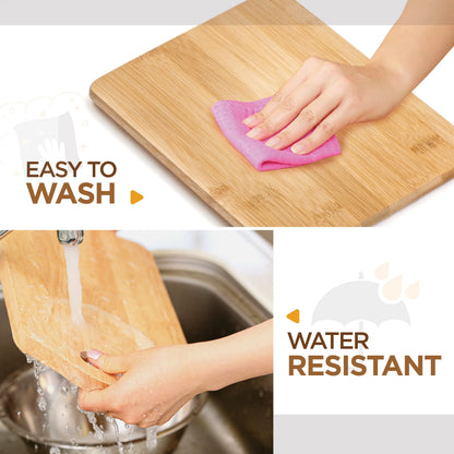 Bambüsi 3-Piece Bamboo Cutting Board Set – Wooden Chopping Boards with Built-In Hand Grips, Durable & Knife-Safe Kitchen Prep & Serving Board, Eco Friendly, Reversible, Knife Friendly, Scratch & Chip Resistant, Lightweight, Non-Toxic, BPA-Free