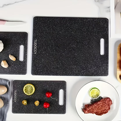 3pcs/SET Kitchen Chopping Board, Two -color Large, Medium, Small -sized 3 -piece Set Of Cutting Board, Excluding BPA Cutting Board, Plastic Cutting Board With Easy Shaking Handle, Non -porous Meat Cutting Board