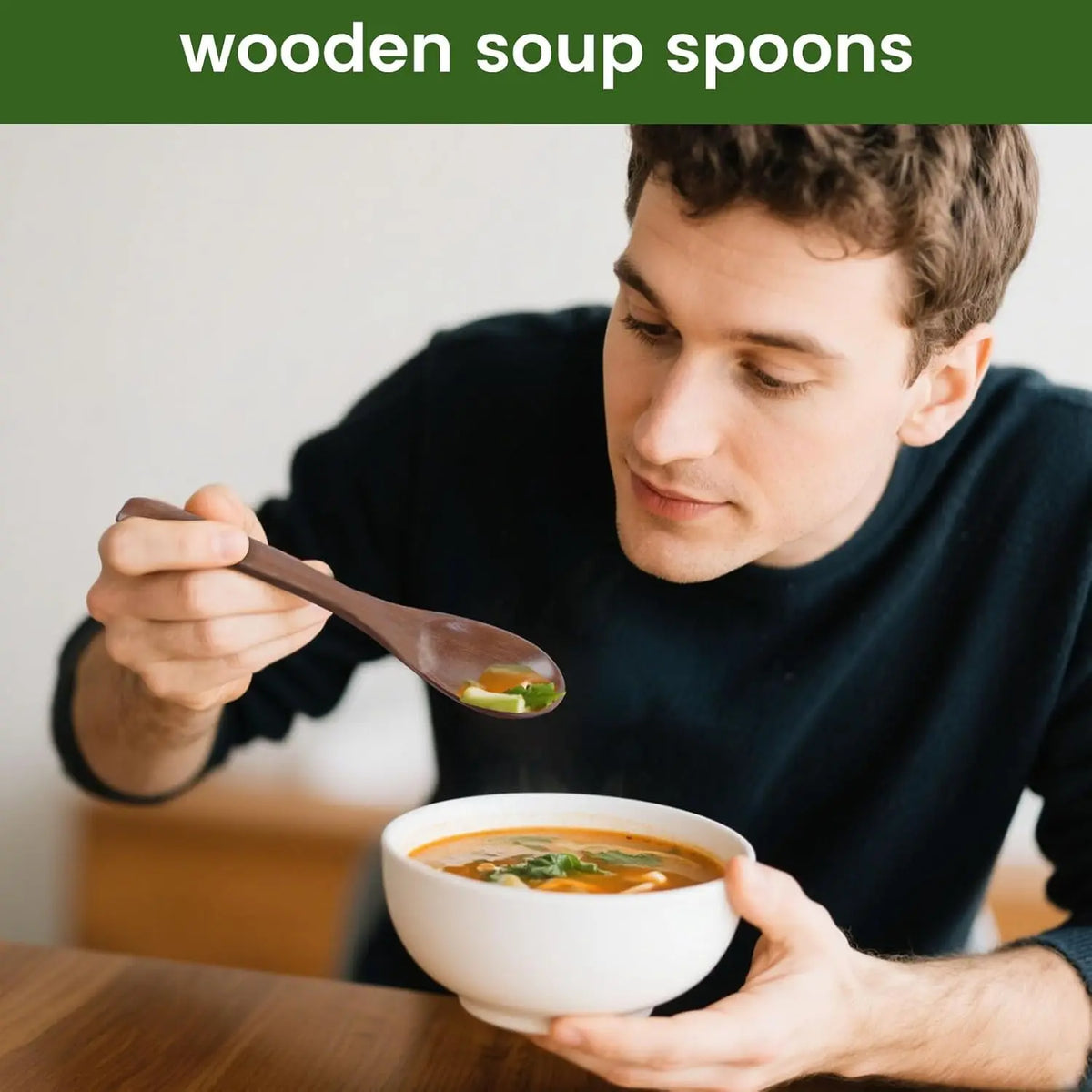 Wooden Spoons for Eating, 6PCS Small Wooden Soup Spoons for Honey Coffee Stirring Tea Jam Bath Salts, 6 Inches