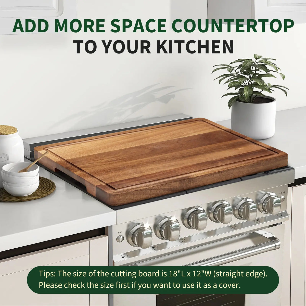 Rectangle Wooden Cutting Board - 18x12in Acacia Wood Chopping Board with 1in Thick Support, Reversible Butcher Block, Juice Groove, Handle & Mineral Oil Refresh for Kitchen Parties, Entertaining, Hosting,sohochic