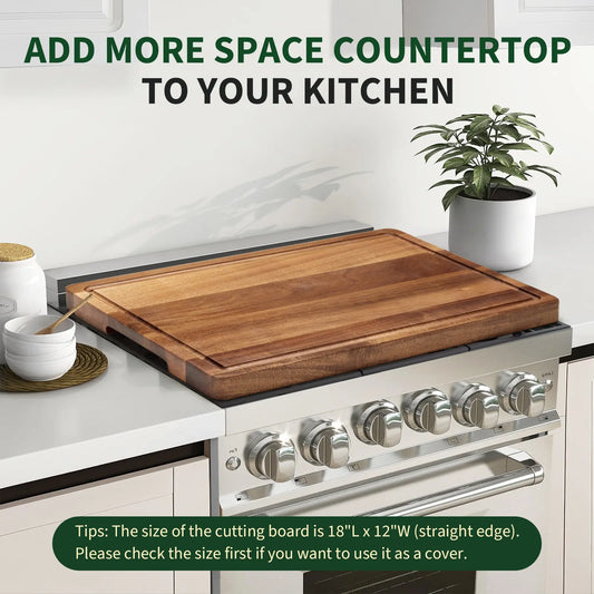 Rectangle Wooden Cutting Board - 18x12in Acacia Wood Chopping Board with 1in Thick Support, Reversible Butcher Block, Juice Groove, Handle & Mineral Oil Refresh for Kitchen Parties, Entertaining, Hosting,sohochic