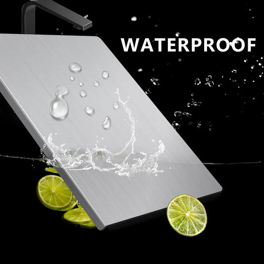 Rectangular Stainless Steel Chopping Board - Non-Slip Pad, Countertop Over-Hanging Design, Multi-Purpose for Dough, Meat