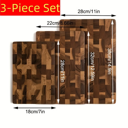 3pcs Set - High Quality Wooden Cutting Board Set, Safe And Harmless, Durable Wooden Blocks, Suitable for Meat, Cheese, Bread, Vegetables, Fruits, Ideal Kitchen Utensils, Perfect Family Gifts, Suitable for Home And Dormitory Use