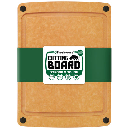 Freshware Wood Cutting Boards for Kitchen, Dishwasher Safe, Medium 12" x 9" and Large, 15" x 11.25", Set of 2, Natural