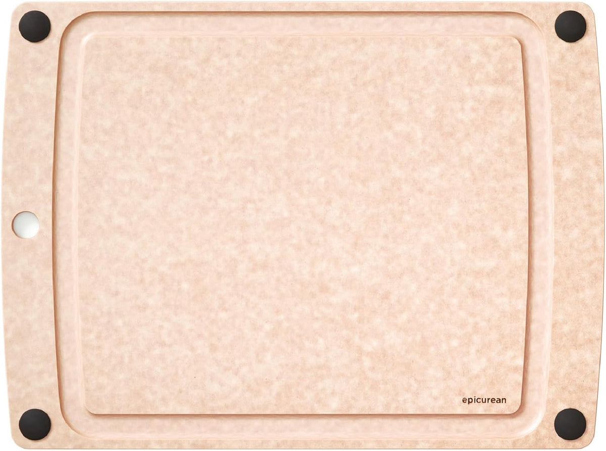 Epicurean All-In-One Cutting Board with Non-Slip Feet and Juice Groove, 17.5" × 13", Natural/Black