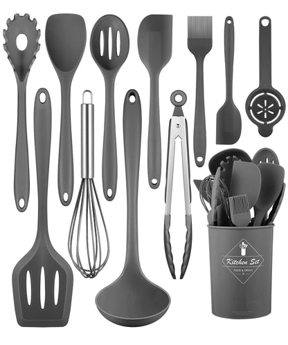 Green Kitchen Utensils Set-12 Pieces Silicone Cooking Utensils Set