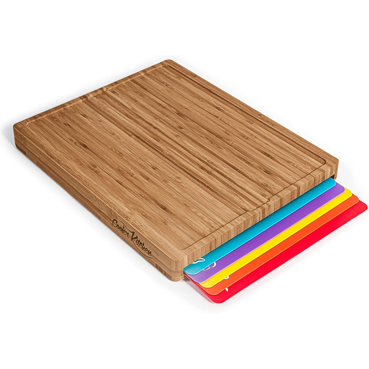 Bamboo Cutting Board Set with 6 Mats, Wood Cutting Boards for Kitchen