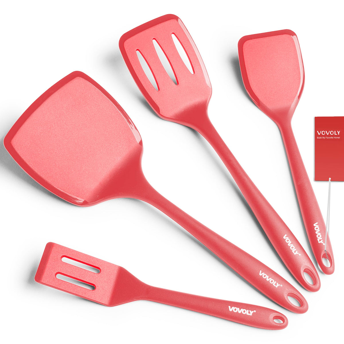 Silicone Spatula Set, 600°F Heat Resistant Silicone Spatula Turner Flipper for Cooking, Non Stick and Non Scratch Kitchen Utensils for Eggs & Pancakes, 4 Pack,Khaki