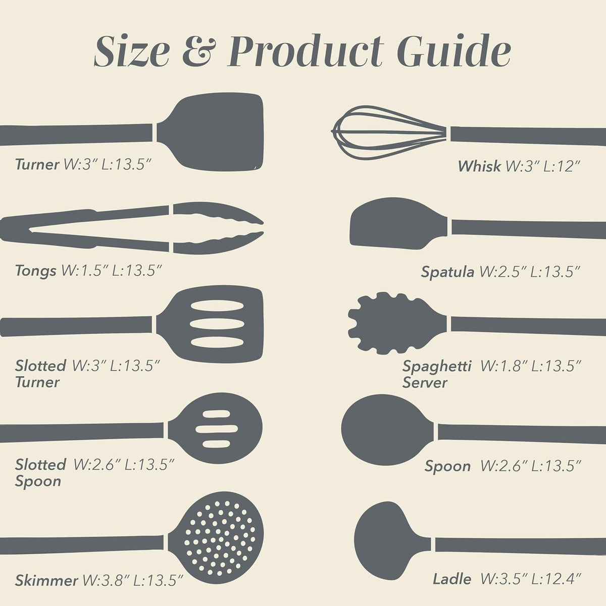 COOK WITH COLOR Silicone Cooking Utensils, Kitchen Utensil Set, Easy to Clean Silicone Kitchen Utensils, Cooking Utensils for Nonstick Cookware, Kitchen Gadgets Set, 10 Pieces, Grey Ombre