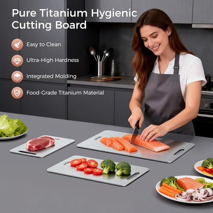 Titanium Cutting Board 3-Piece Set, 100% Pure Titanium Cutting Boards for Kitchen,Double-Sided Chopping Boards for Everyday Meal Prep