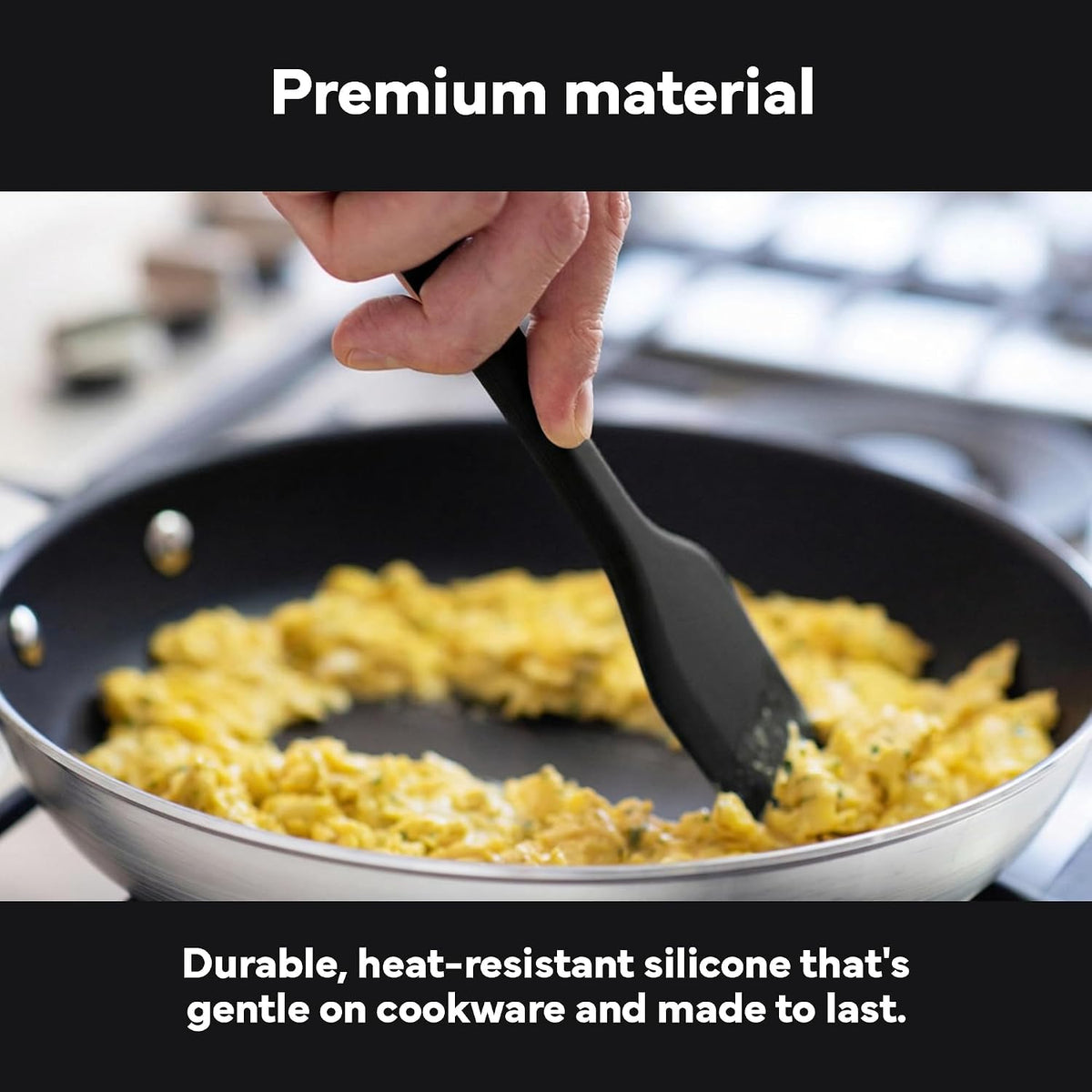 Misen Nonstick-Safe Silicone Spatula - Dishwasher Safe, Heat Resistant - Versatile Professional-Grade Kitchen Tool for Pancakes, Eggs, and Baking - Strong, Flexible, Durable Rubber Utensil - Black