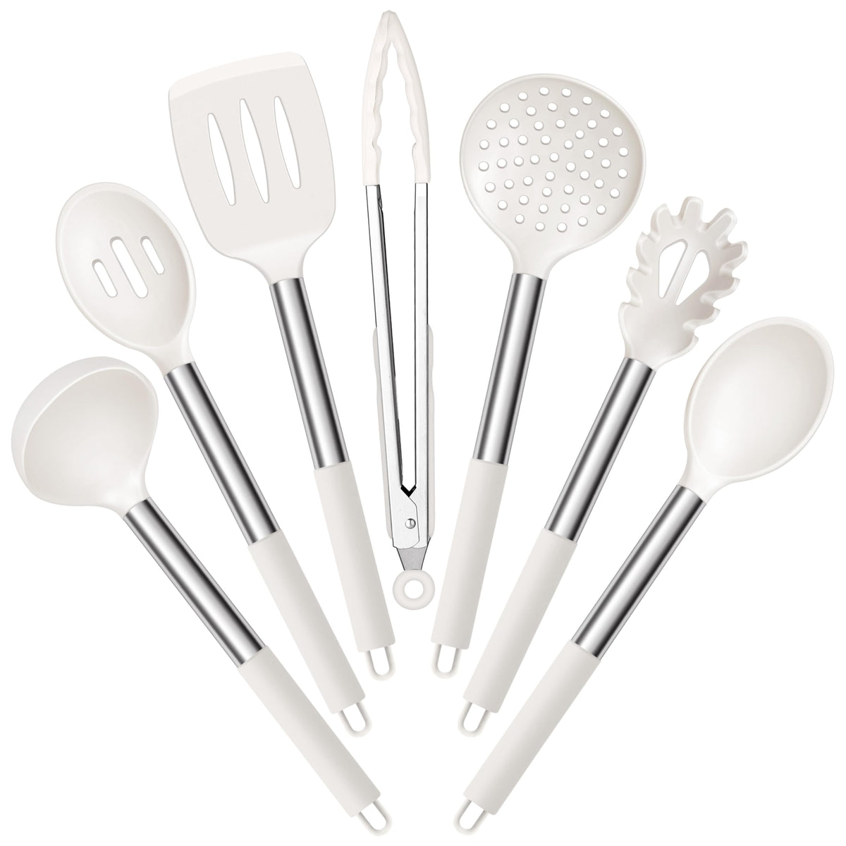 E-far Silicone Cooking Utensils Set, 7-Piece Black Kitchen Utensils Set