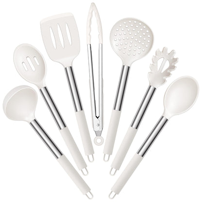 E-far Silicone Cooking Utensils Set, 7-Piece Black Kitchen Utensils Set