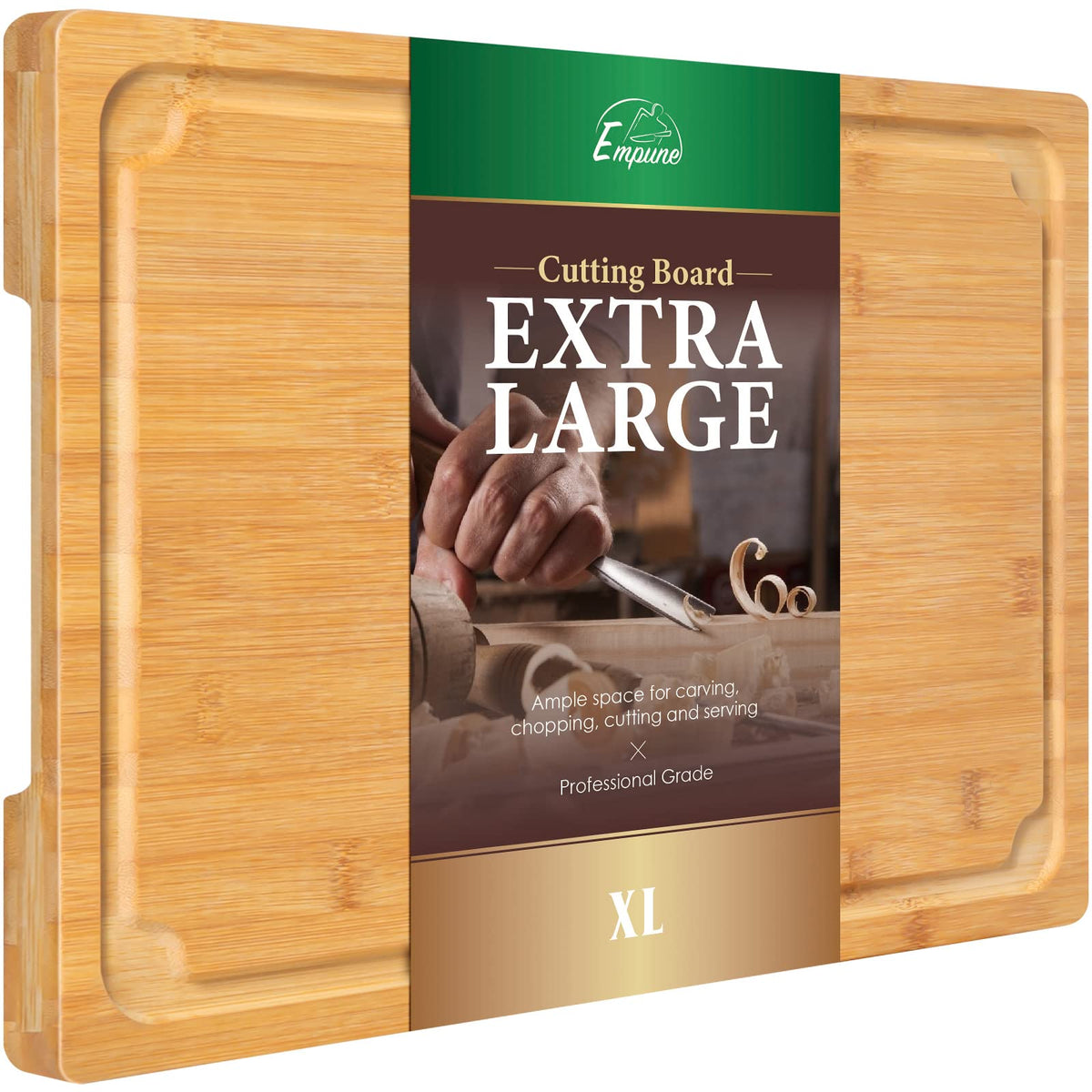 Empune Extra Large Cutting Board, 17.6" Bamboo Cutting Boards for Kitchen