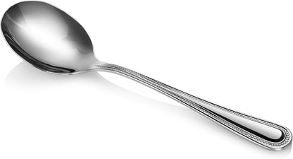 New Star Foodservice Bead Pattern 18/0 Stainless Steel Bouillon Spoon, 6.3-Inch, Set of 12, Commercial Grade