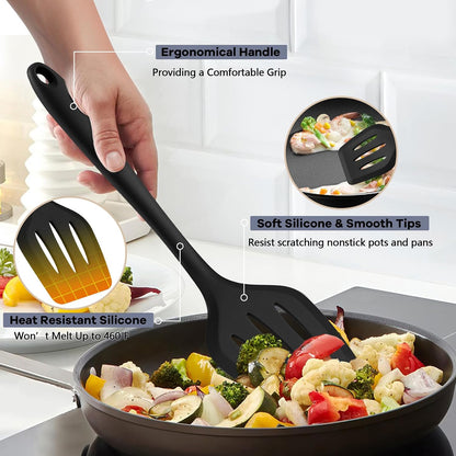 TeamFar Silicone Cooking Utensils, 10 pcs Kitchen Cooking Utensils Set