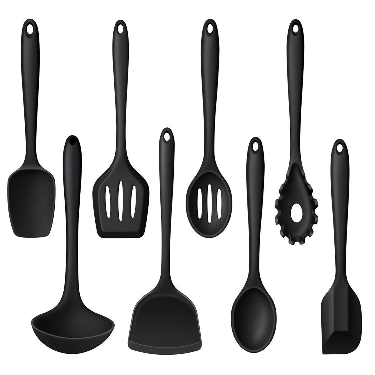 LIANYU Non-Toxic Kitchen Cooking Utensils Set, 8Pcs Khaki Silicone Utensils