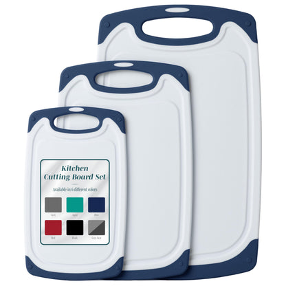 Cutting Boards for Kitchen - BPA-Free Chopping Board - Different Sizes & Non Slip Handles - Reversible, Large Cutting Board Set - Unique Gifts for Cooks Who Have Everything - 3-Pack Gray