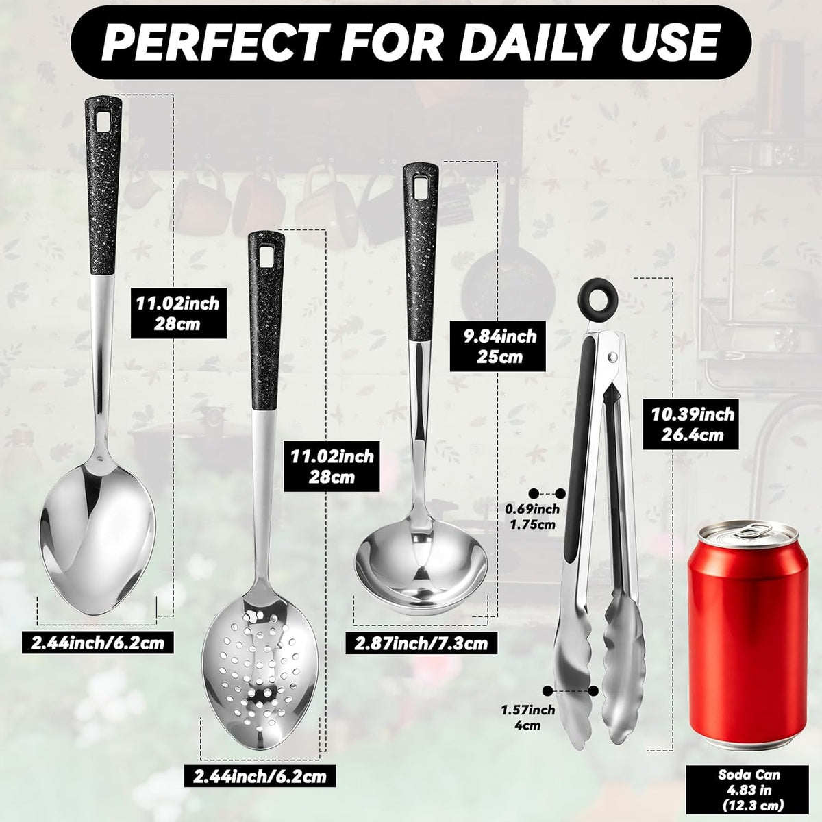 7 Pcs Stainless Steel Serving Spoon and Kitchen Cooking Utensils Set