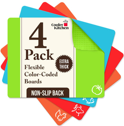 Camping Cutting Board Mats for Kitchen & RV, Flexible Set of 6 Thick 15x12