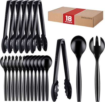 Mwellewm Plastic Serving Utensils Set, Disposable Tongs Spoons for Buffet