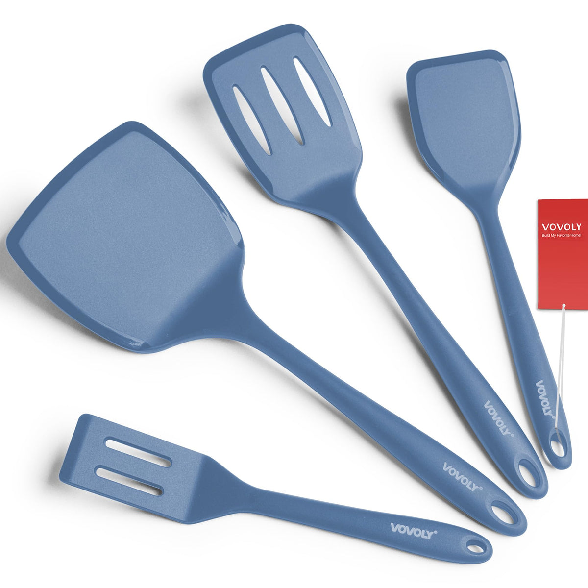 Silicone Spatula Set, 600°F Heat Resistant Silicone Spatula Turner Flipper for Cooking, Non Stick and Non Scratch Kitchen Utensils for Eggs & Pancakes, 4 Pack,Khaki