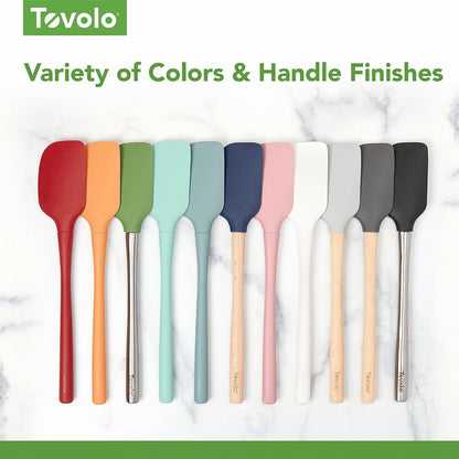 Tovolo Flex Core 5 Piece Silicone Spatula Set Heat Resistant All Silicone Utensils Include Non Stick Spatula Spoonula Jar Scraper, Dishwasher Safe BPA Free Spatulas for Baking Mixing, Pesto Green