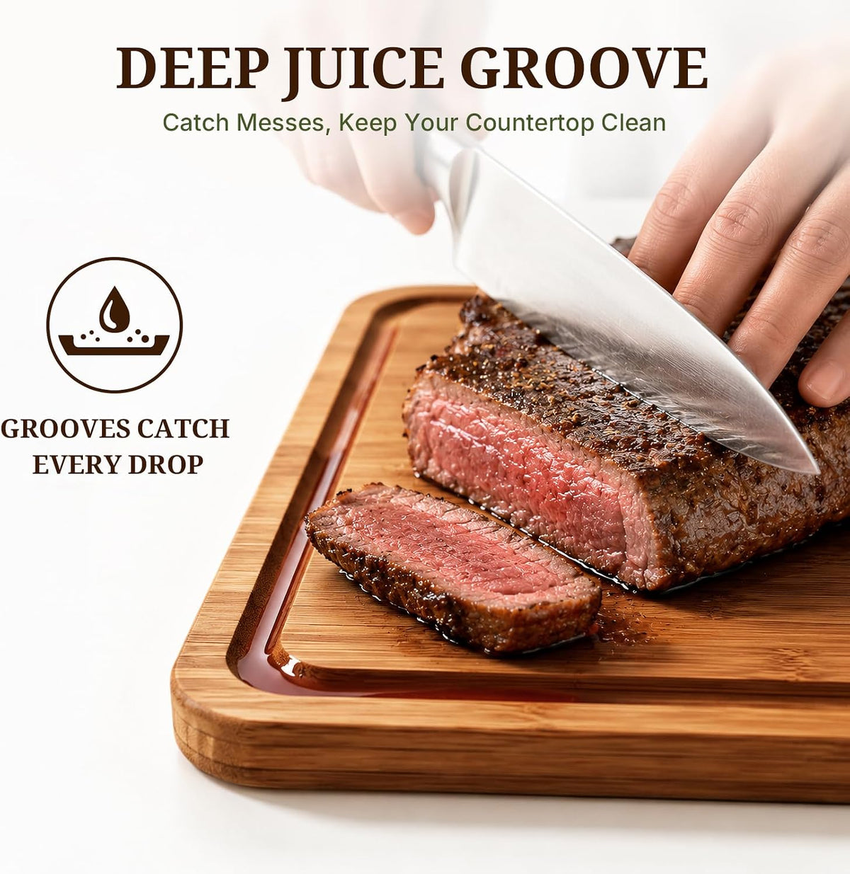 GASHELL Bamboo Cutting Board Set with Beeswax Coating for Kitchen(S+M+L+XL)